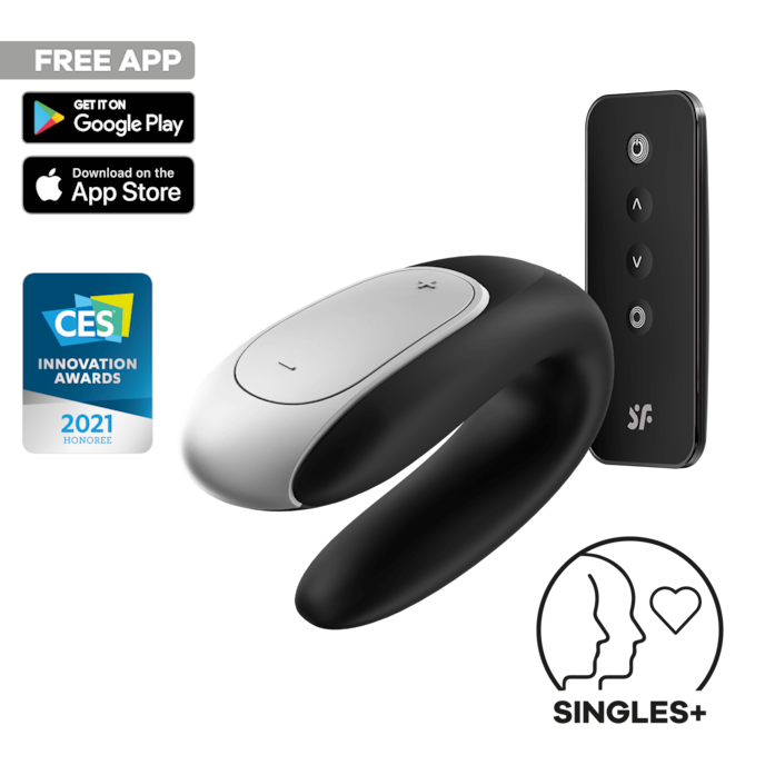 satisfyer-double-fun-connect-app-9-5-cm-avec-télécommande-Noir-Or rose-1