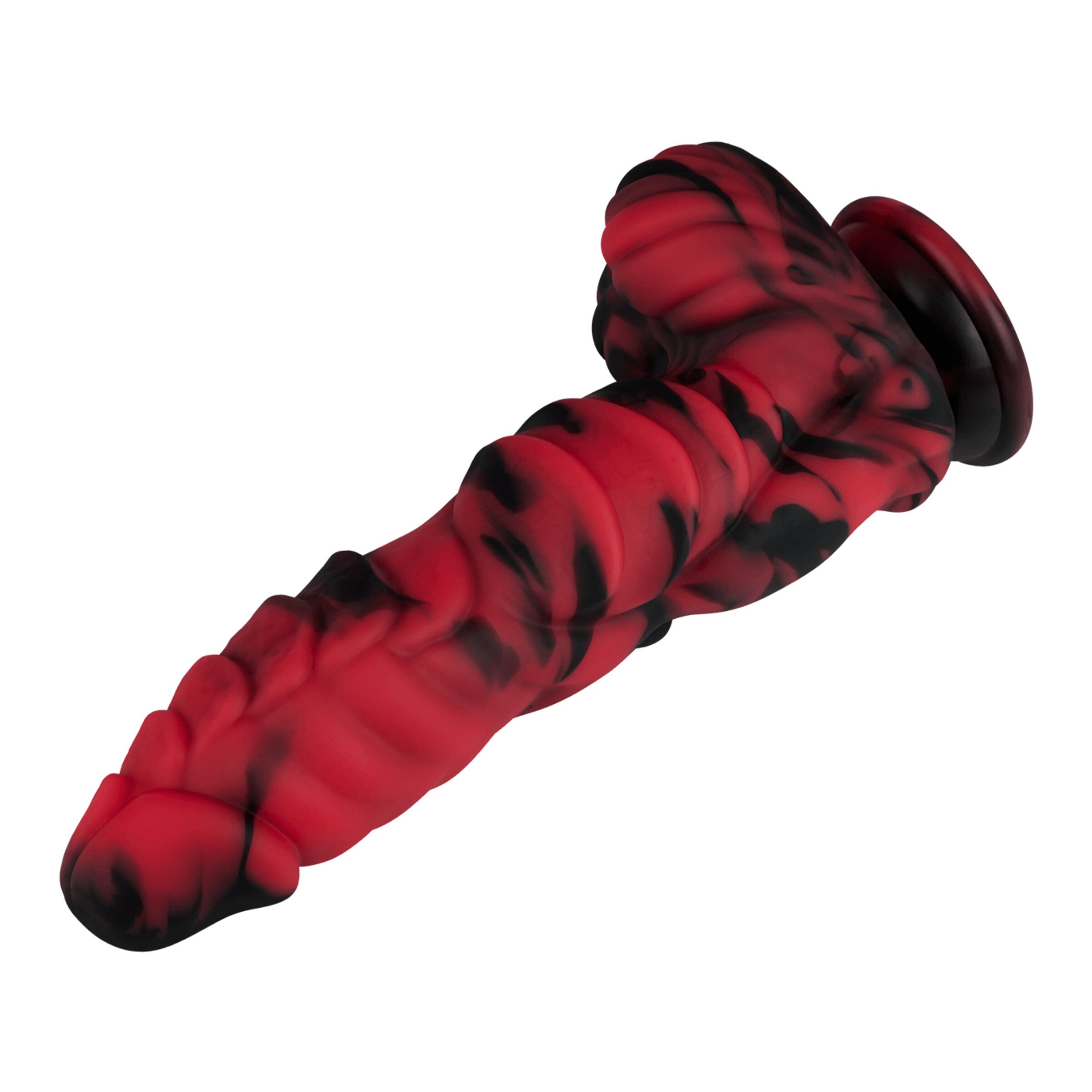 imposanter-monster-dildo-25-cm-Rot-Schwarz-6