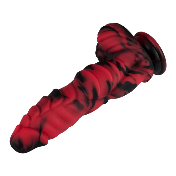 imposanter-monster-dildo-25-cm-Rot-Schwarz-6