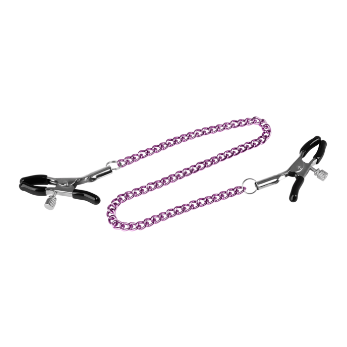 klassieke-nippelklemmen-met-verbindingsketting-Paars-1