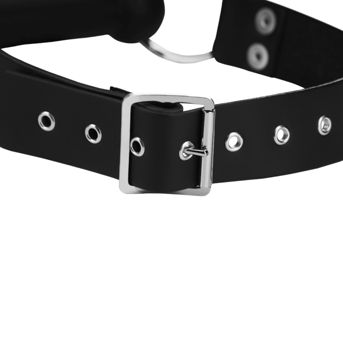 bâillon-avec-laisse-Argent-Noir-3