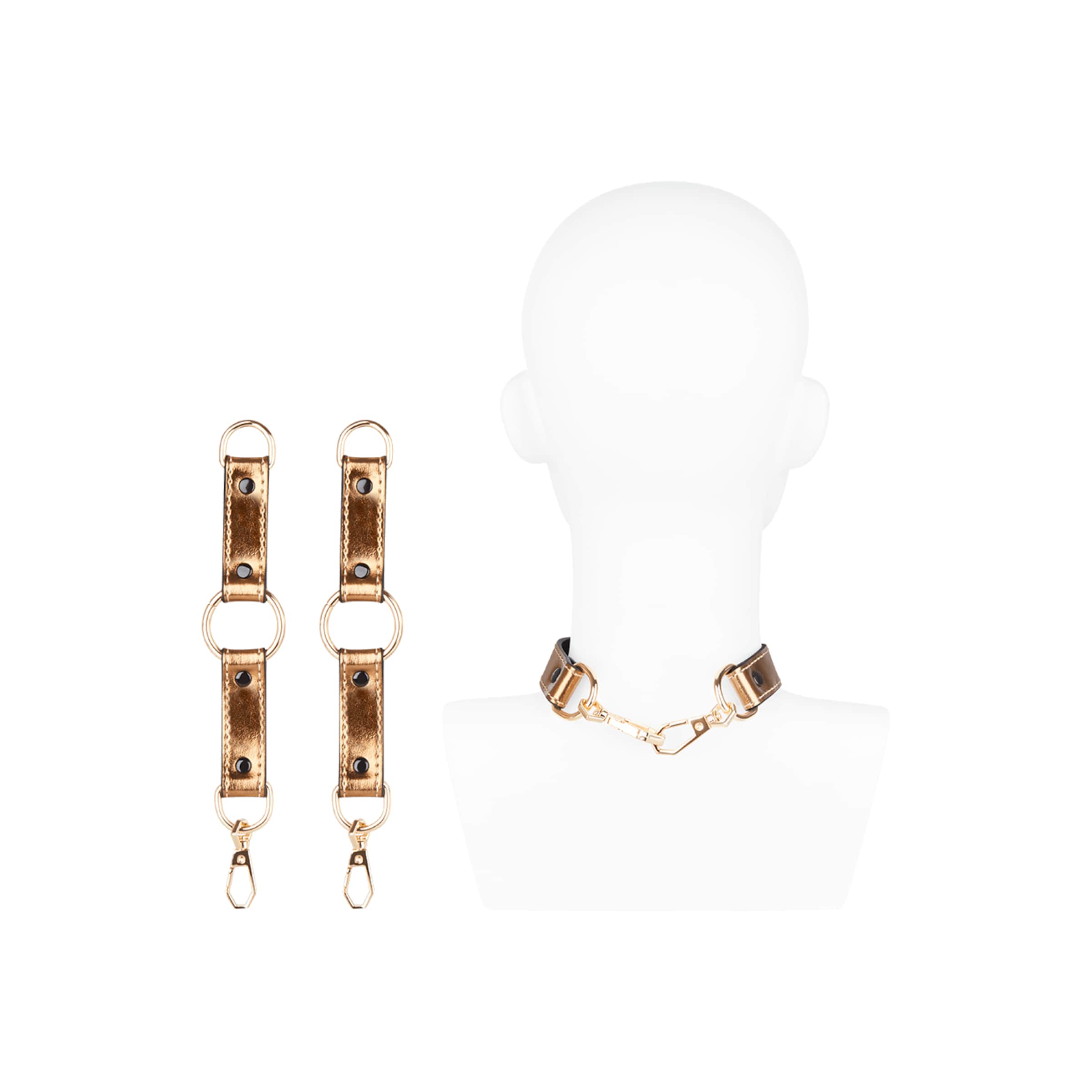 ensemble-collier-et-menottes-Noir-Or-2