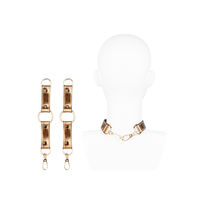 set-met-halsband-en-handboeien-Goud-Schwarz-2