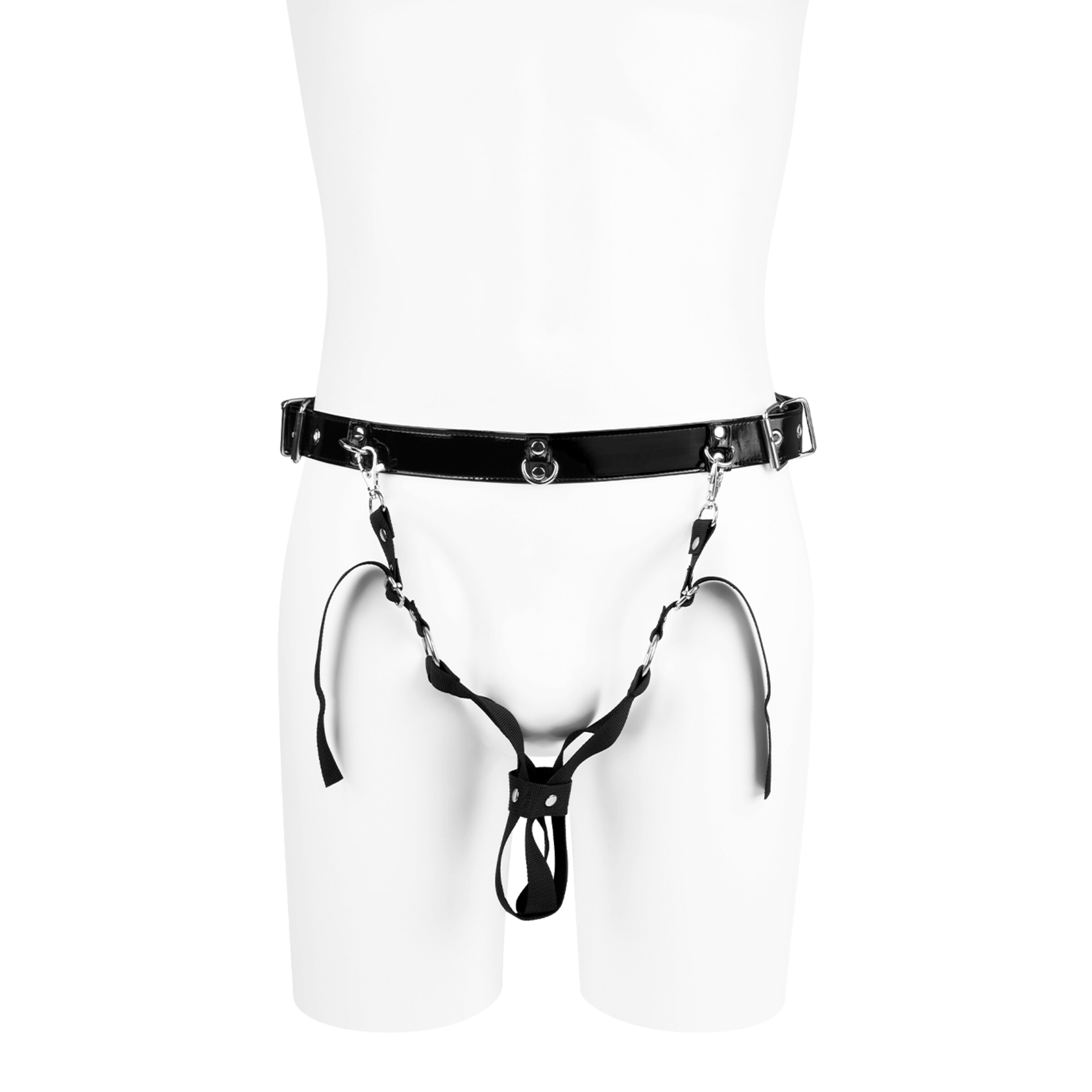 riem-in-laklook-met-afneembare-peniskooien-Zwart-3