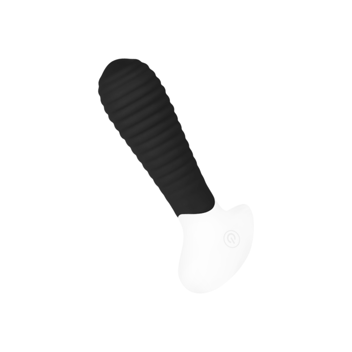 vibromasseur-anal-rainuré-12-cm-Blanc-Noir-1