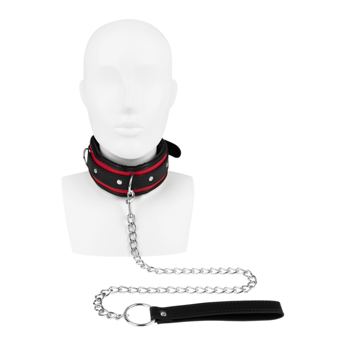 abschließbares-bdsm-halsband-mit-leine-Rot-Schwarz-4