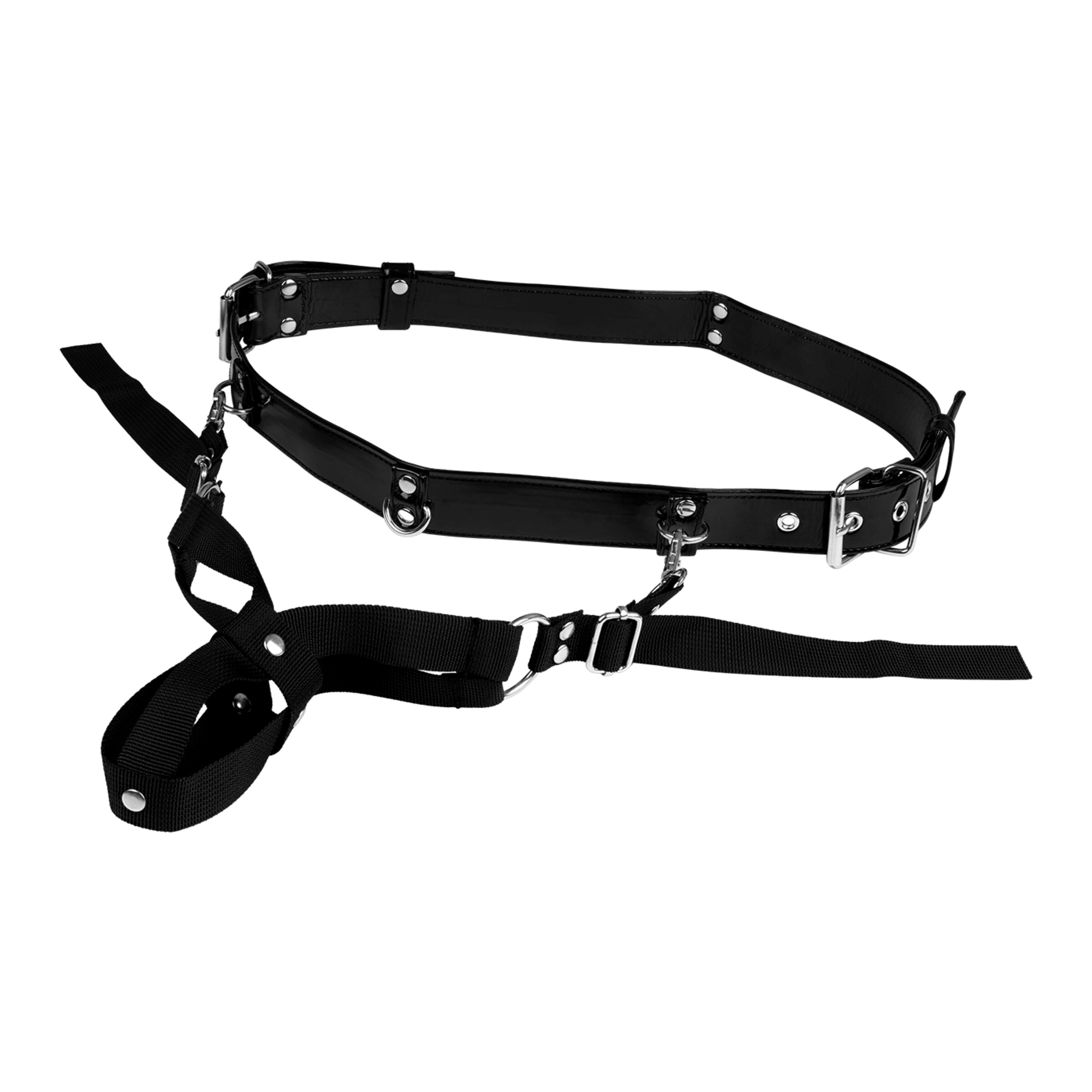 riem-in-laklook-met-afneembare-peniskooien-Zwart-4