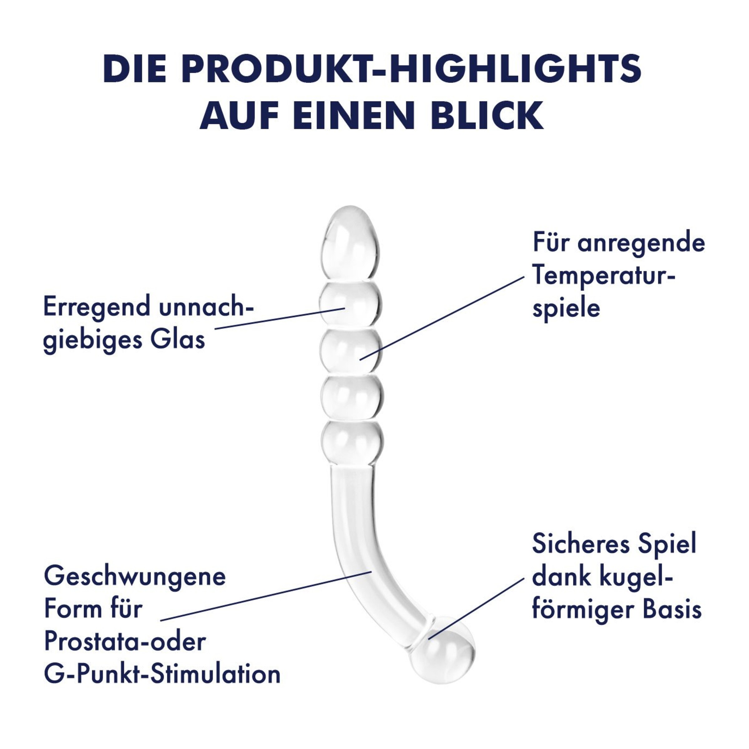 Gebogener Glasdildo, 23 cm transparent  online kaufen