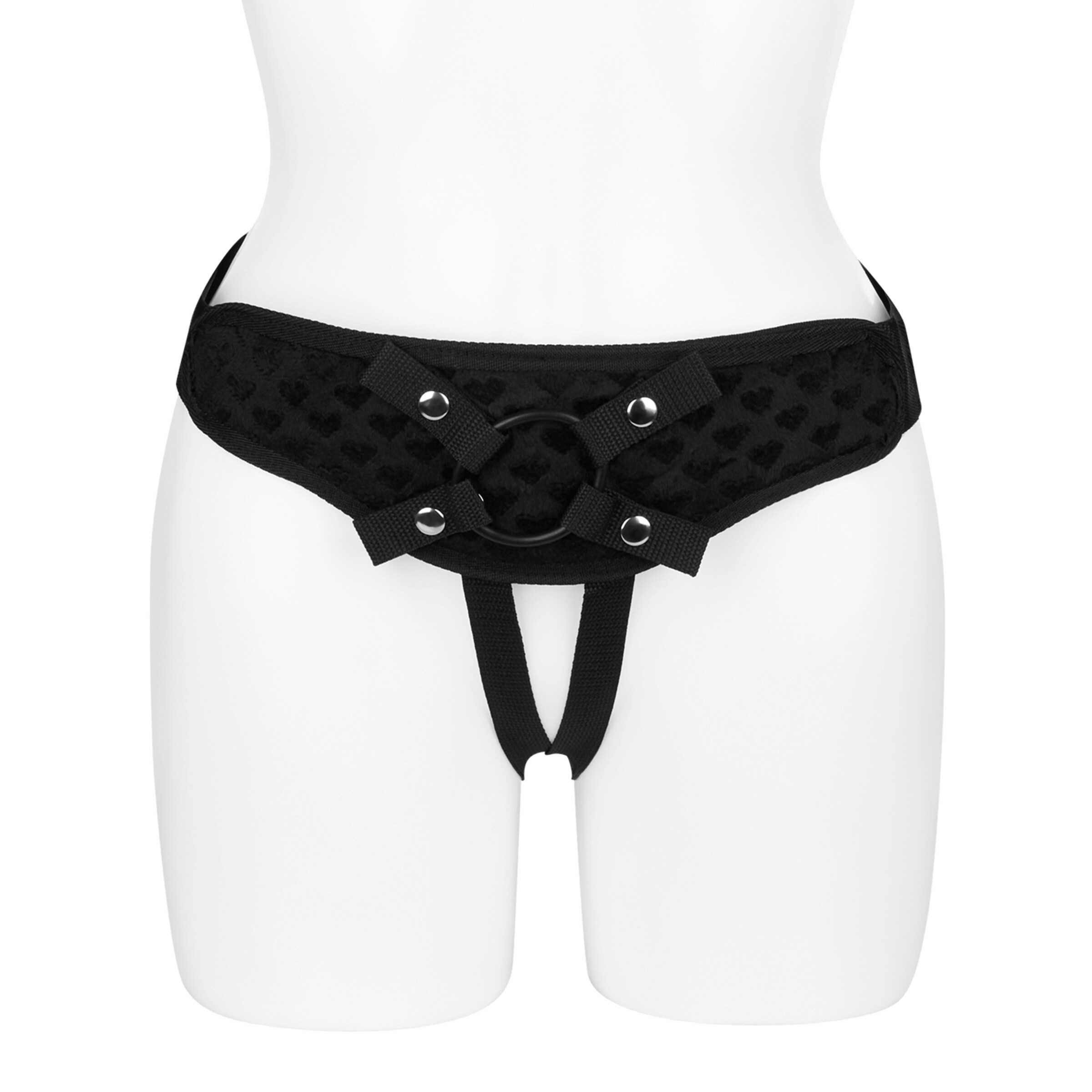 strap-on-rembourré-à-motif-cœur-4-pièces-Argent-Noir-4