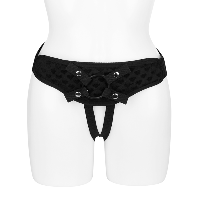 strap-on-rembourré-à-motif-cœur-4-pièces-Argent-Noir-4