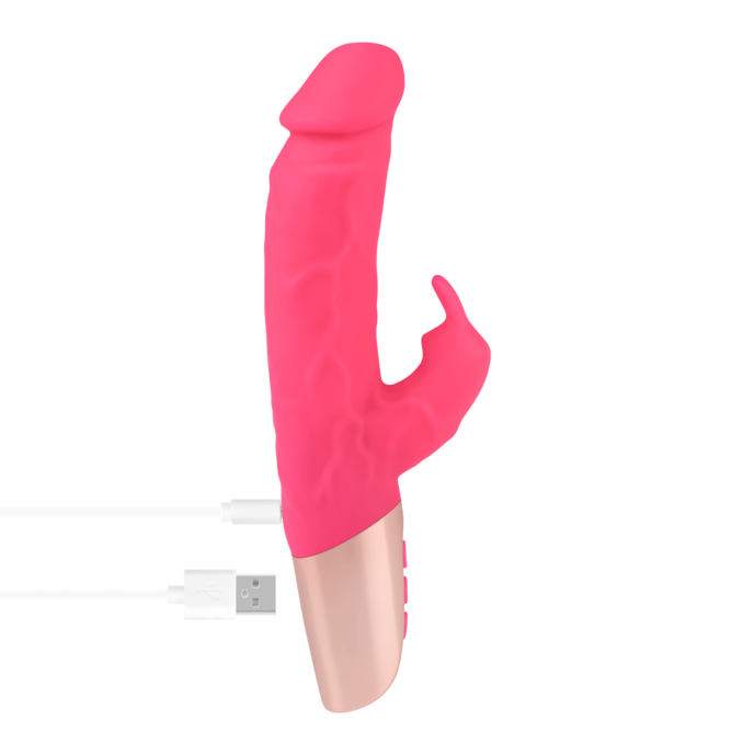 vibromasseur-rabbit-réaliste-en-silicone-22-cm-Or-Rose néon-5