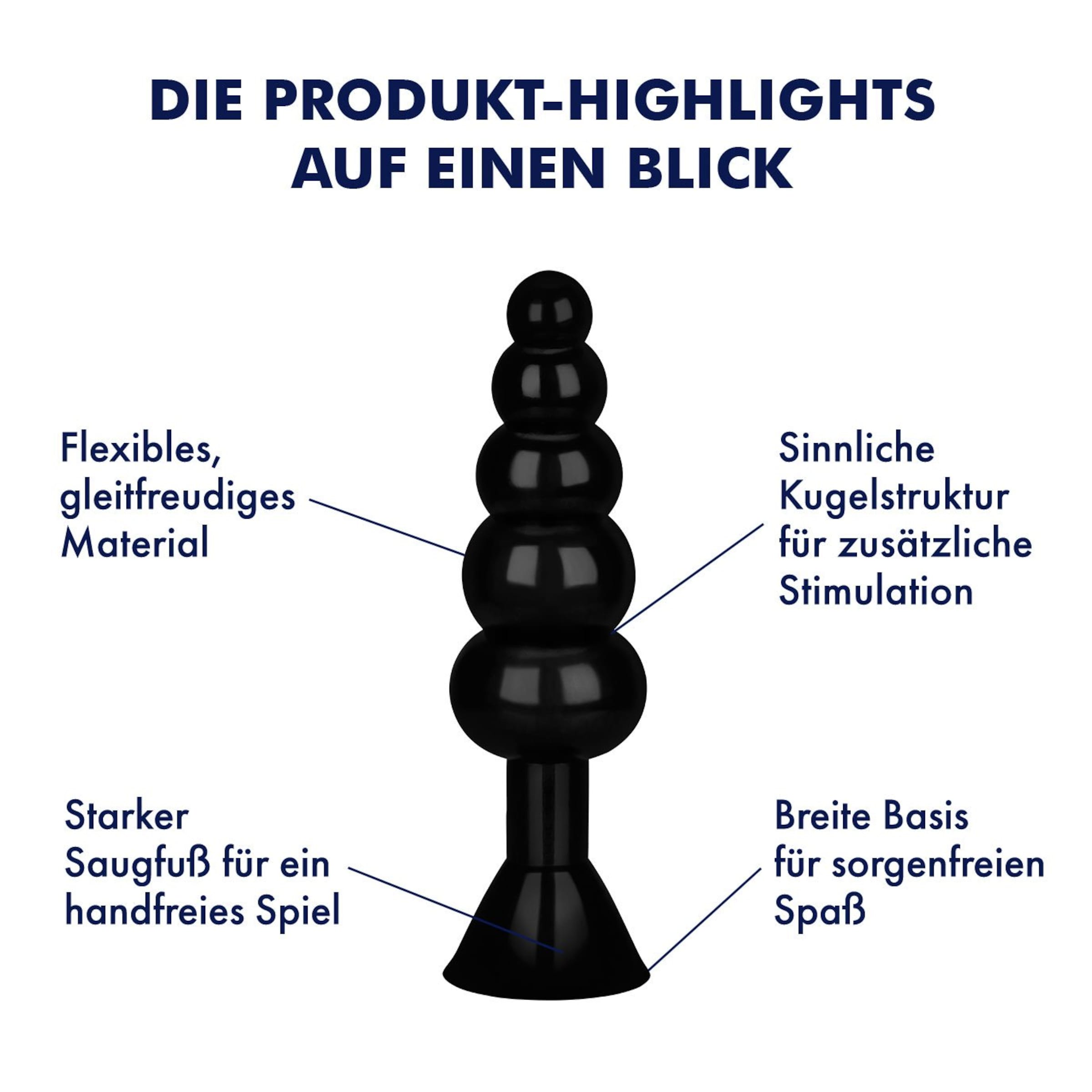 Analdildo Sinnlicher Soft-Dildo mit Kugelstruktur, 18,5 cm schwarz   online kaufen