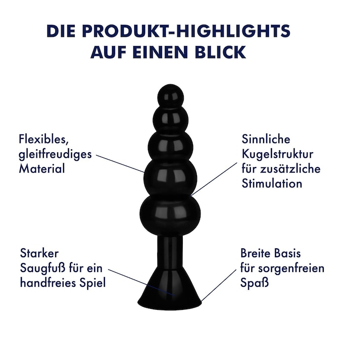 Analdildo Sinnlicher Soft-Dildo mit Kugelstruktur, 18,5 cm schwarz online kaufen Analdildo Sinnlicher Soft-Dildo mit Kugelstruktur, 18,5 cm schwarz online kaufen
