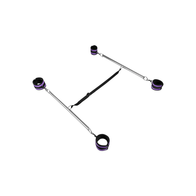 double-spreader-bar-with-soft-cuffs-4-pièces-Argent-Noir-Violet-1