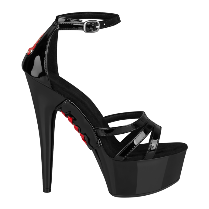 plateaupumps-met-veters-Rot-Schwarz-4