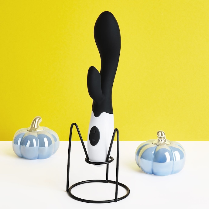 ergonomische-siliconen-rabbit-20-cm-Schwarz-Weiß-2