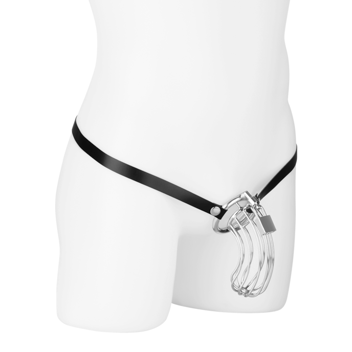 peniskooi-met-riem-en-slot-Schwarz-Silber-1
