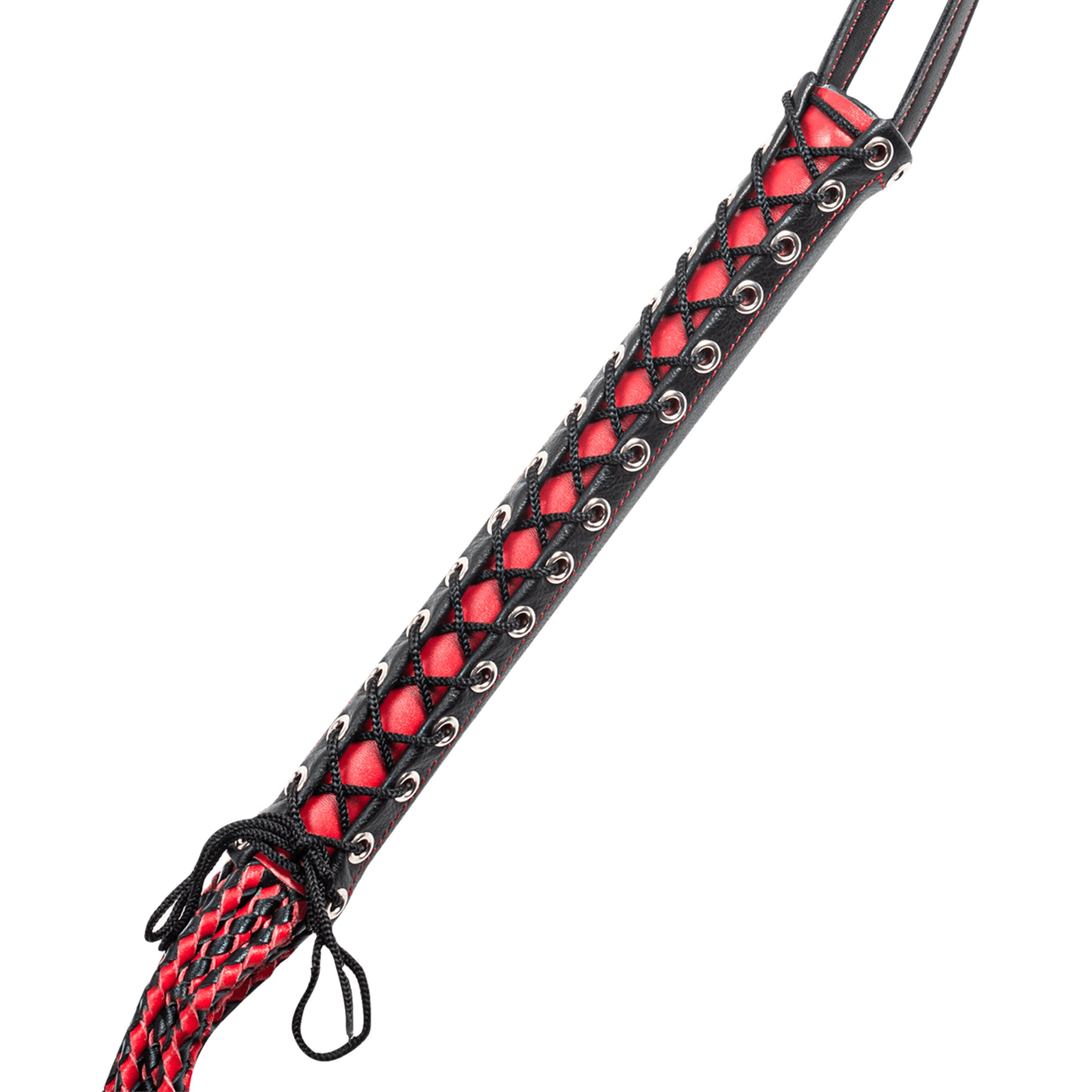 fouet-en-cuir-à-lanières-tressées-Noir-Rouge-3