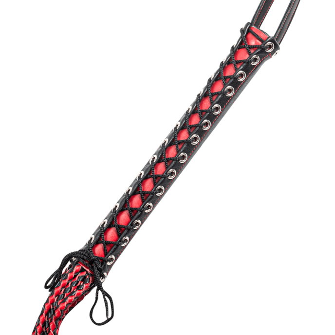fouet-en-cuir-à-lanières-tressées-Noir-Rouge-3