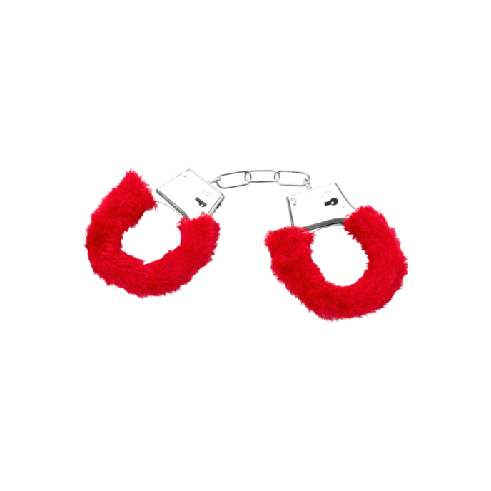 menottes-métalliques-avec-fourrure-Argent-Rouge-3