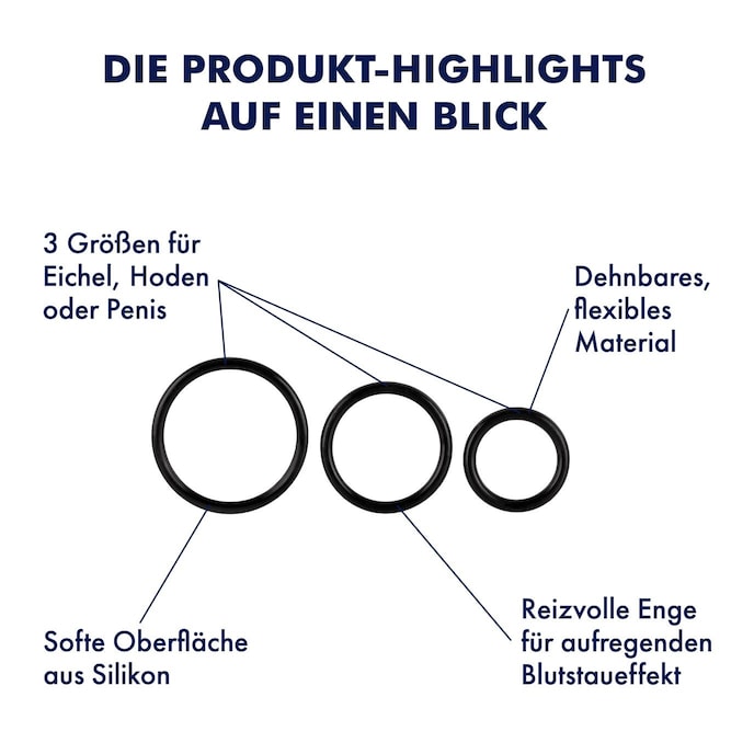 Penisringe aus Silikon, 3 Stk., 3,5 - 5 cm schwarz online kaufen Penisringe aus Silikon, 3 Stk., 3,5 - 5 cm schwarz online kaufen