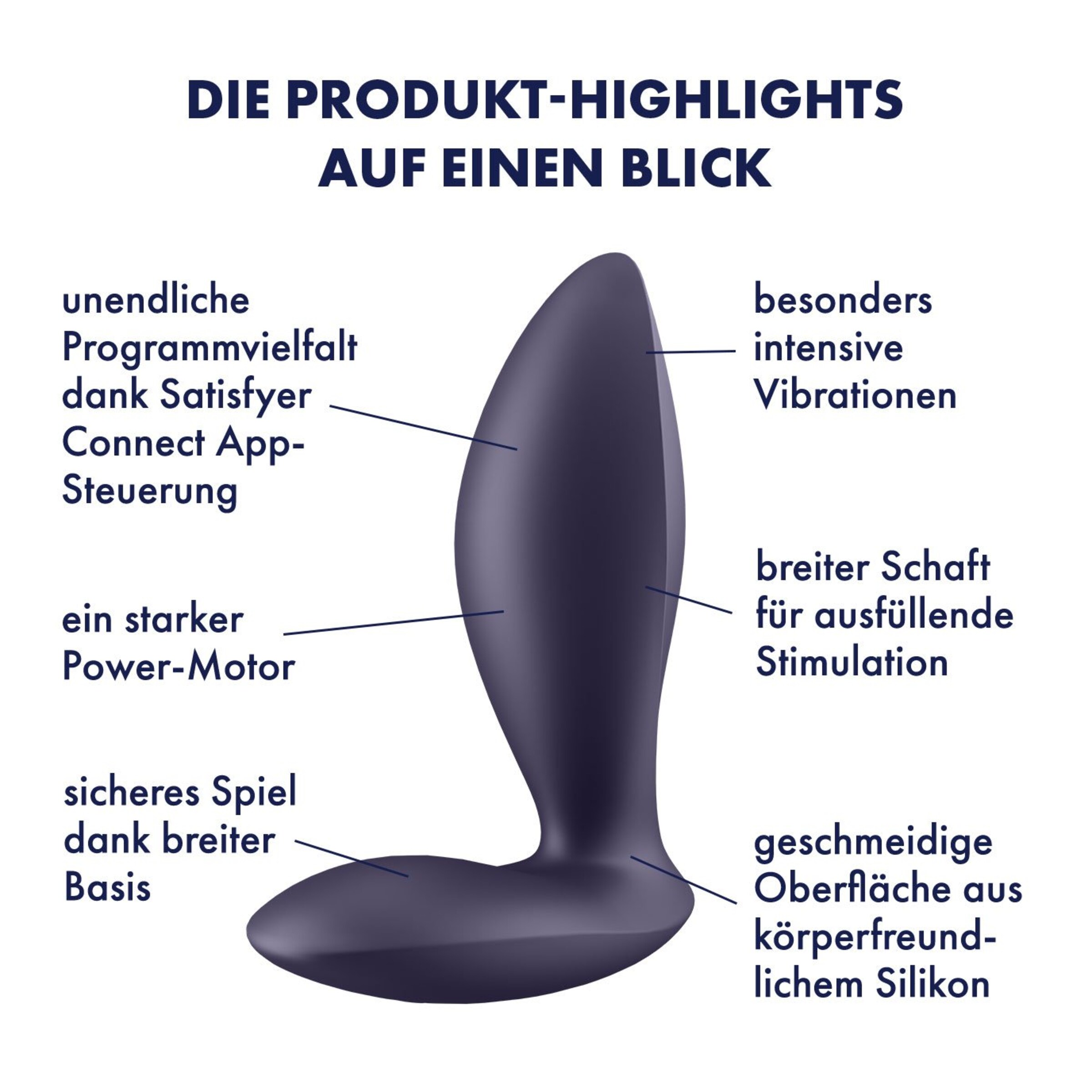 Analvibrator Satisfyer 'Power Plug', 9 cm, mit App Lila ❤️ online kaufen