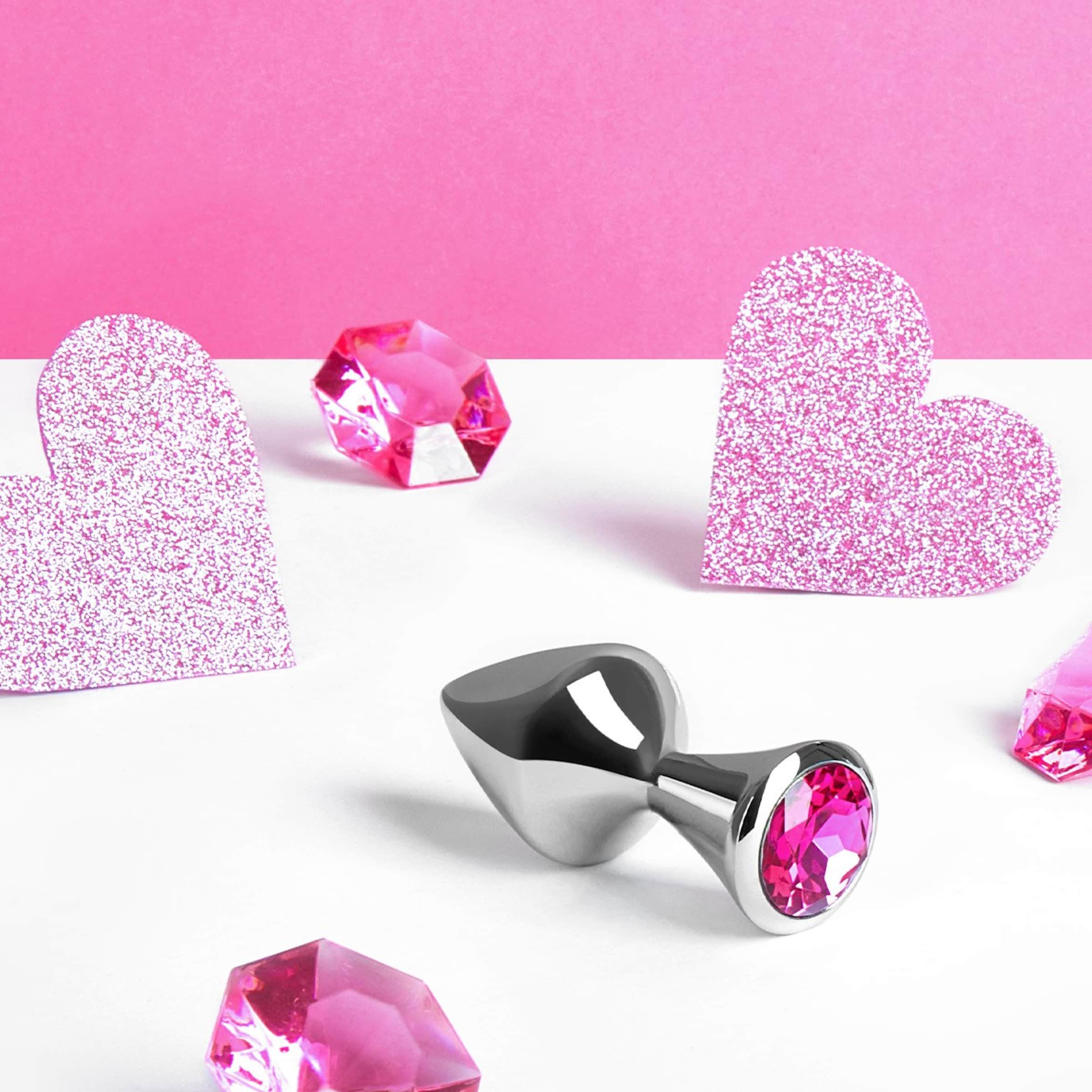 kleine-aluminium-plug-met-kristal-7-cm-Pink-Zilver-2