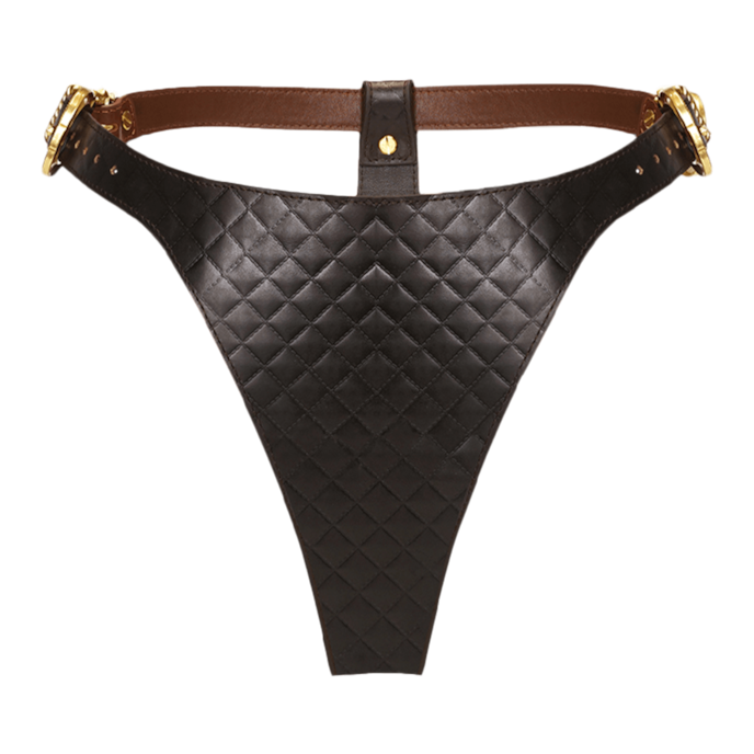 string-en-cuir-Brun-Noir-Or-1