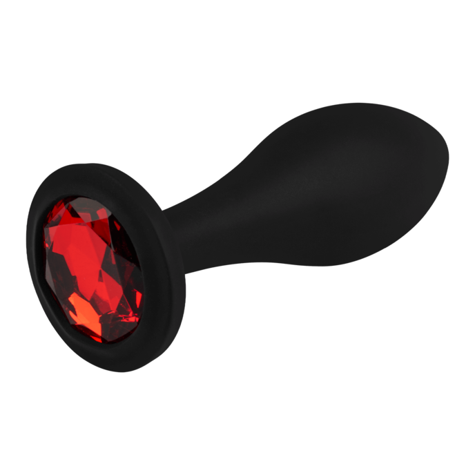 silikon-analplug-mit-schmuckstein---größe-l-10-5-cm-Rot-Schwarz-1