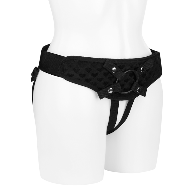 strap-on-rembourré-à-motif-cœur-4-pièces-Argent-Noir-1