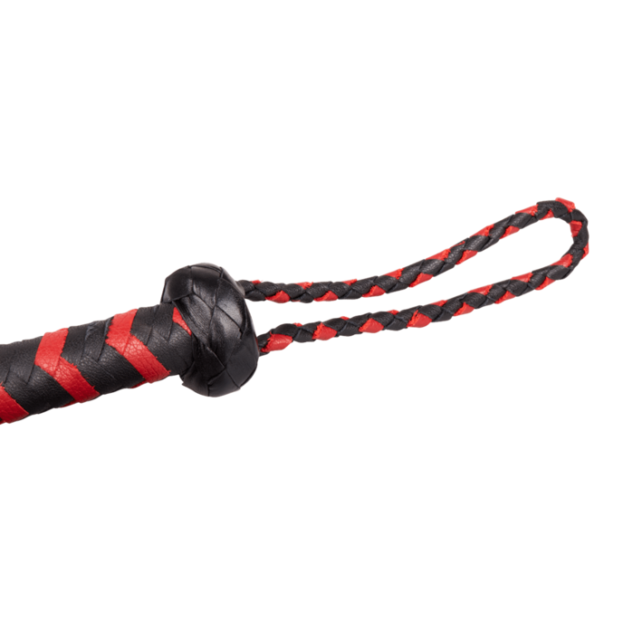 gevlochten-riemenzweep-Rot-Schwarz-4