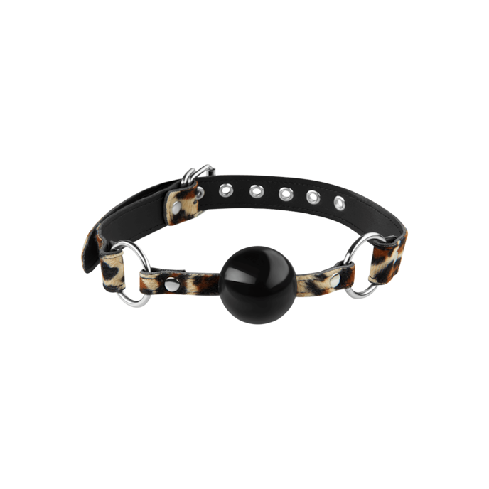 bâillon-avec-bande-en-cuir-Léopard-Noir-4