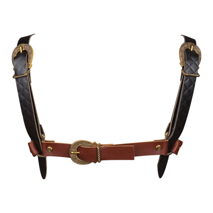 bustier-en-cuir-pour-léquitation-Brun-Noir-Or-2