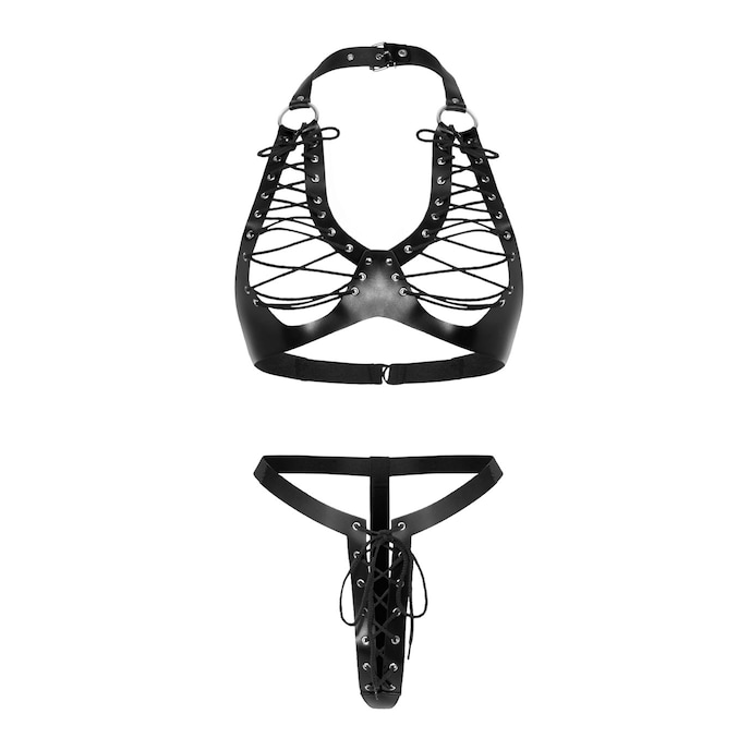 bikini-en-cuir-avec-laçage-Noir-1