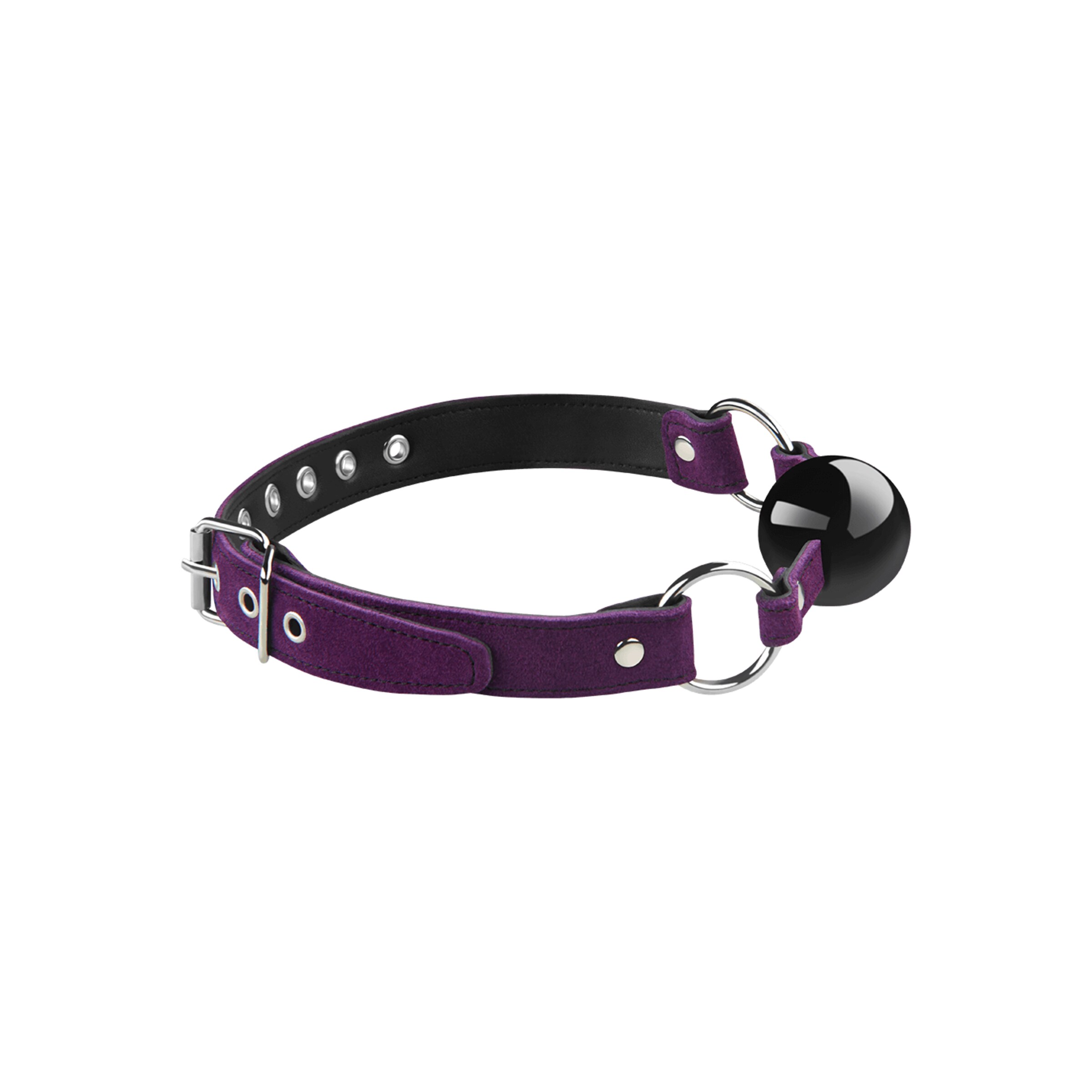 bâillon-avec-bande-en-cuir-Noir-Violet-2