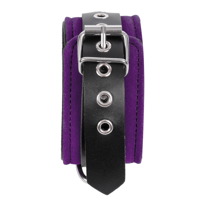 leder-handschellen-mit-kette-Lila-Schwarz-Silber-3