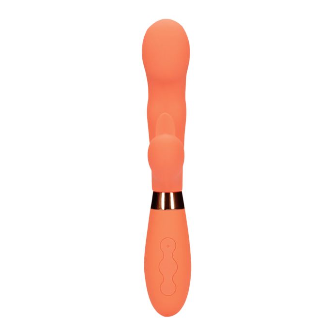 silicone-rabbit-vibrator-with-ribbed-clitoral-stimulator-21-4-cm-Orange-2