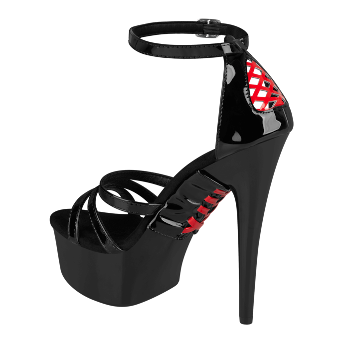 plateaupumps-met-veters-Rot-Schwarz-5