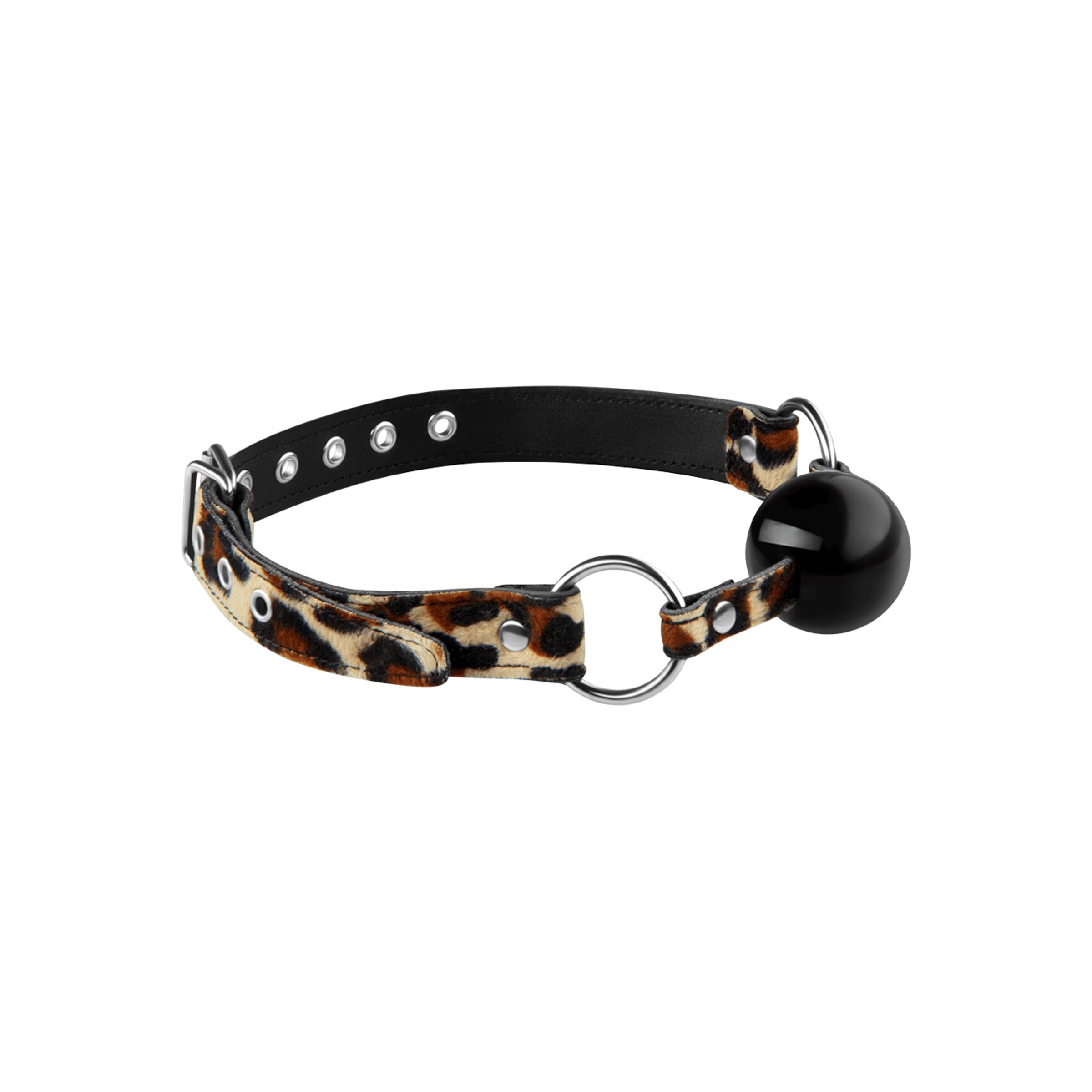 bâillon-avec-bande-en-cuir-Léopard-Noir-2