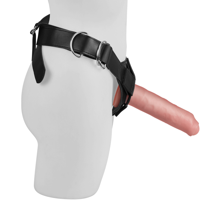 uncut-cock-with-strap-on-harness-21-cm-7-pièces-Naturel clair-Noir-3