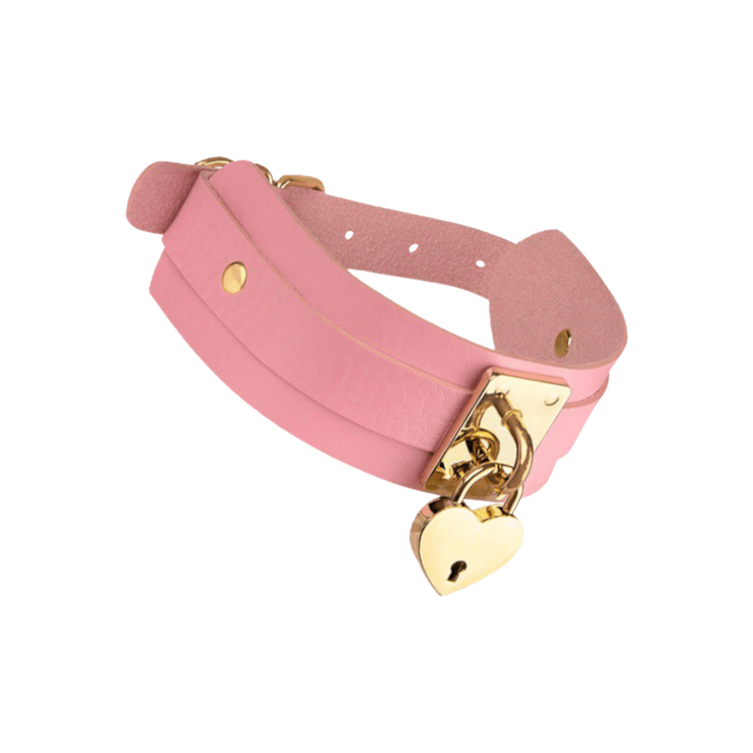 heart-lock-key-collar-Goud-Pink-1