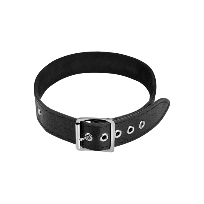 leren-halsband-met-platte-studs-Schwarz-Silber-2