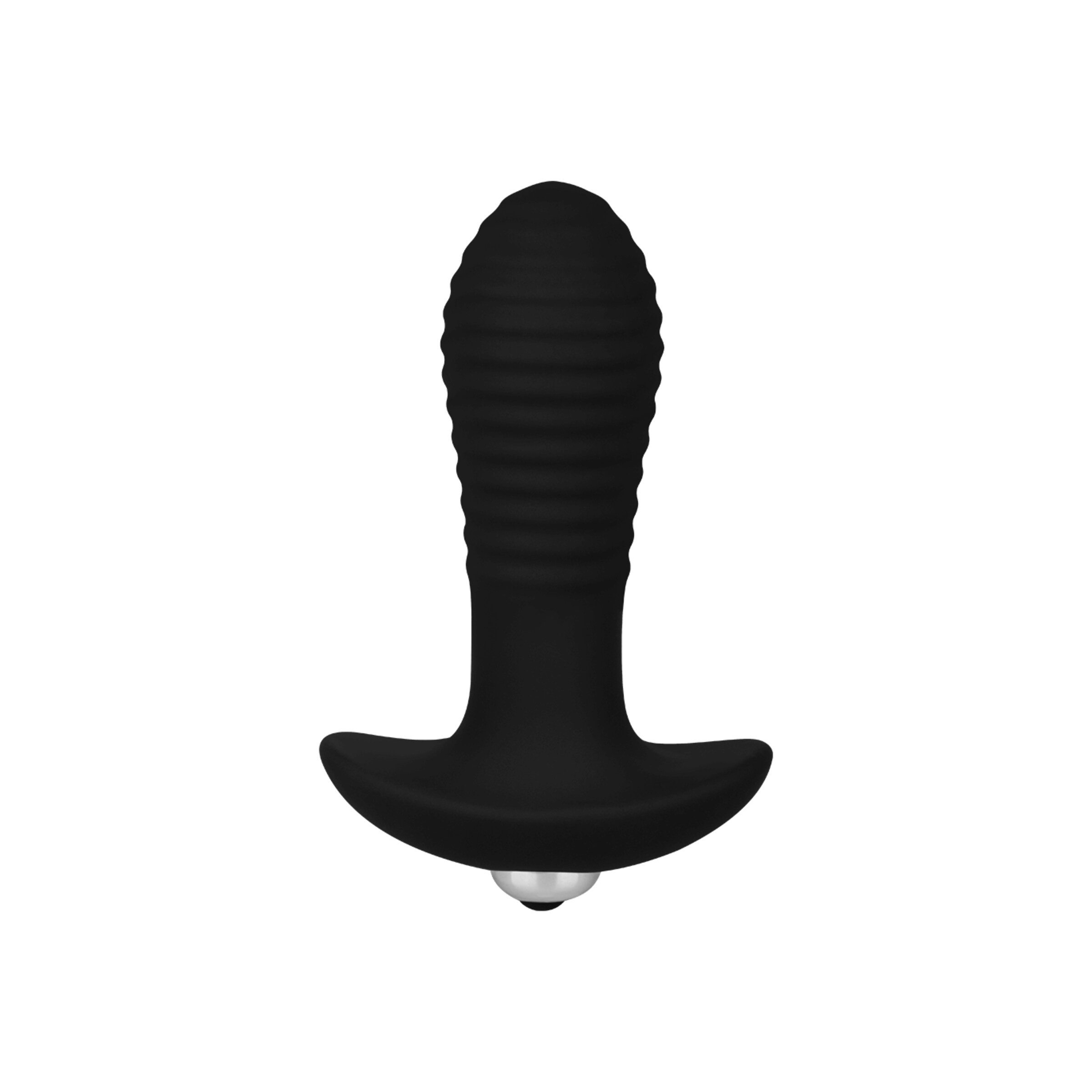 plug-anal-rainuré-en-silicone-10-2-cm-Argent-Noir-4