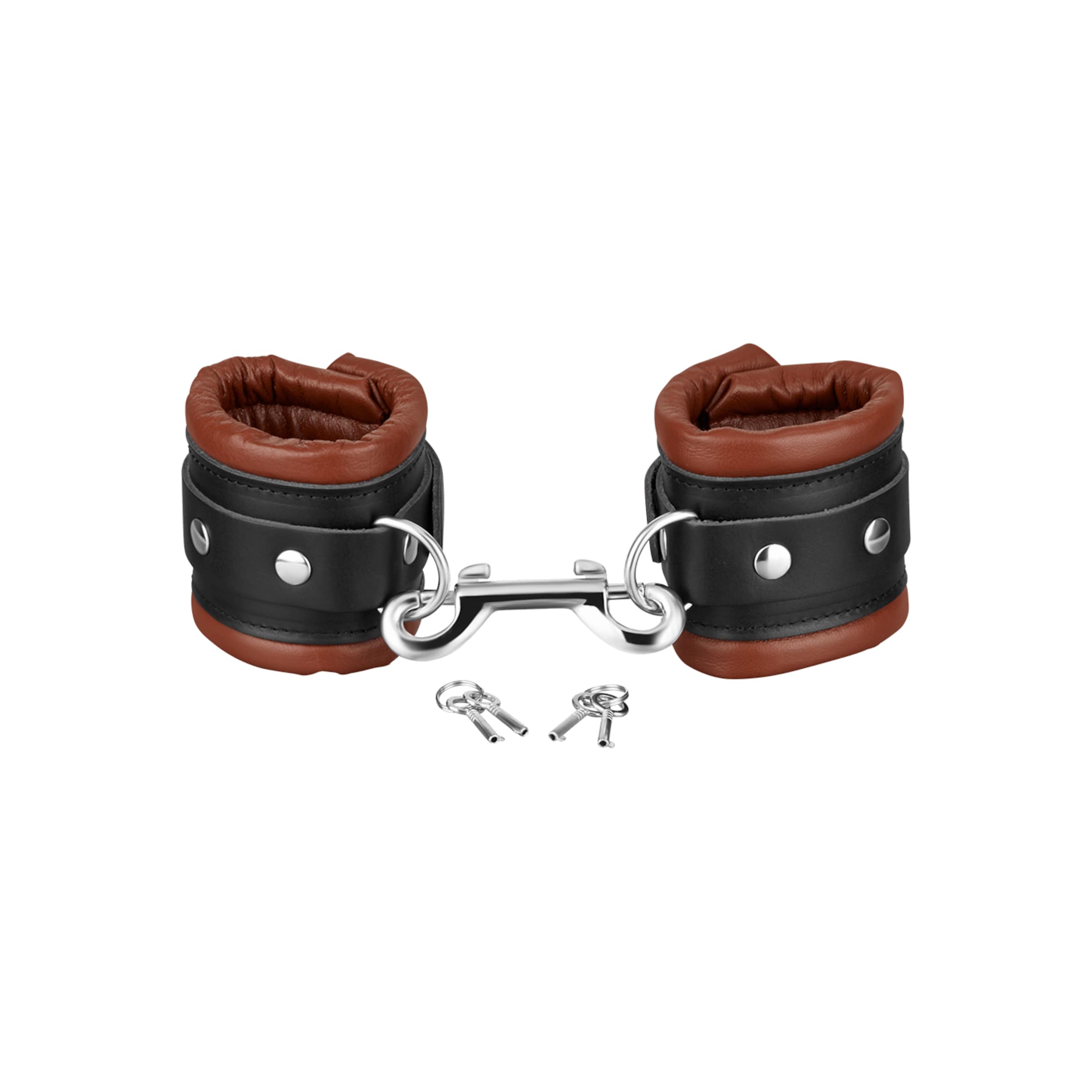 abschließbare-gepolsterte-handfesseln-Braun-Schwarz-2