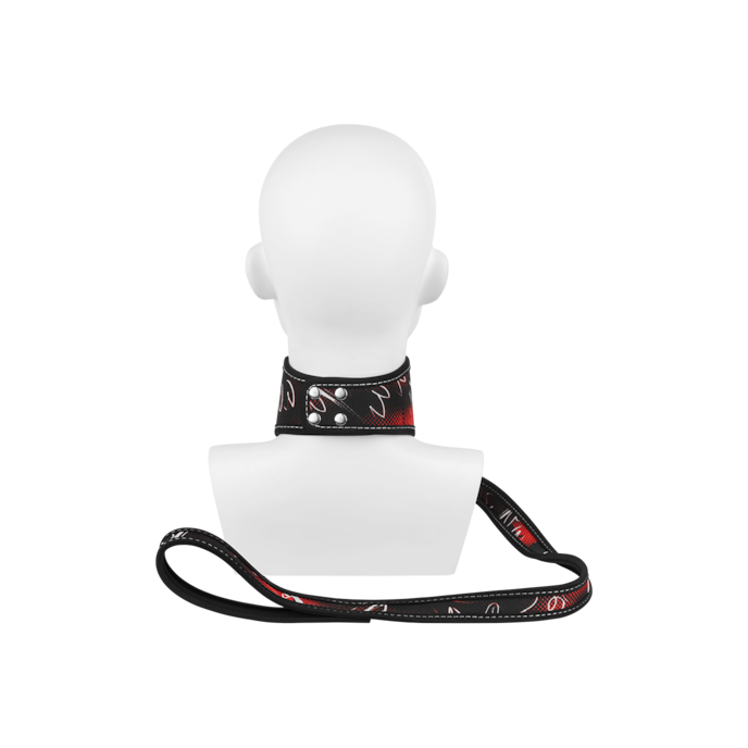 brede-halsband-met-riem-2-delen-Rood-Wit-Zwart-3