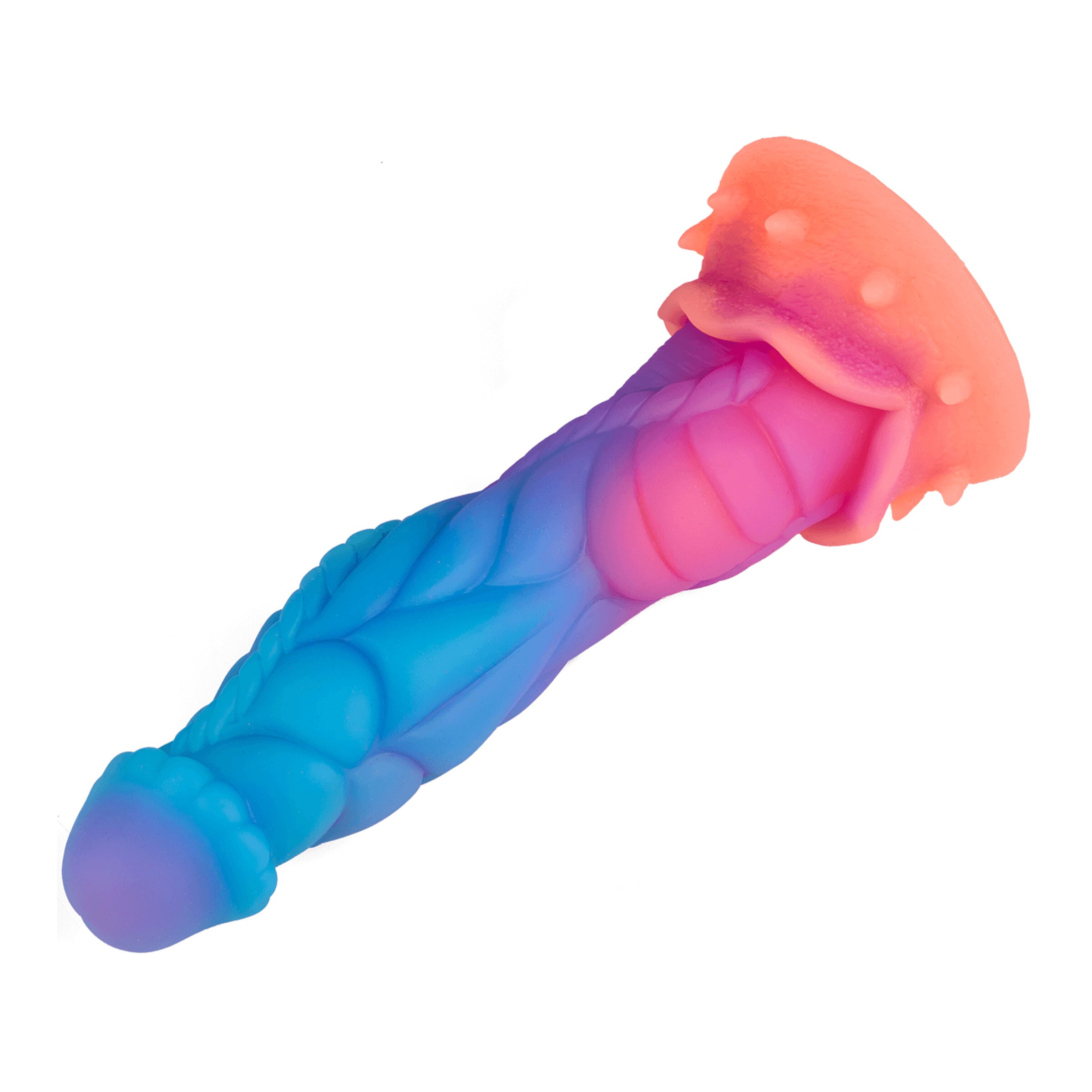 gestructureerde-monsterdildo-met-zuignapvoeten-23-cm-Blauw-Oranje-Paars-Pink-6