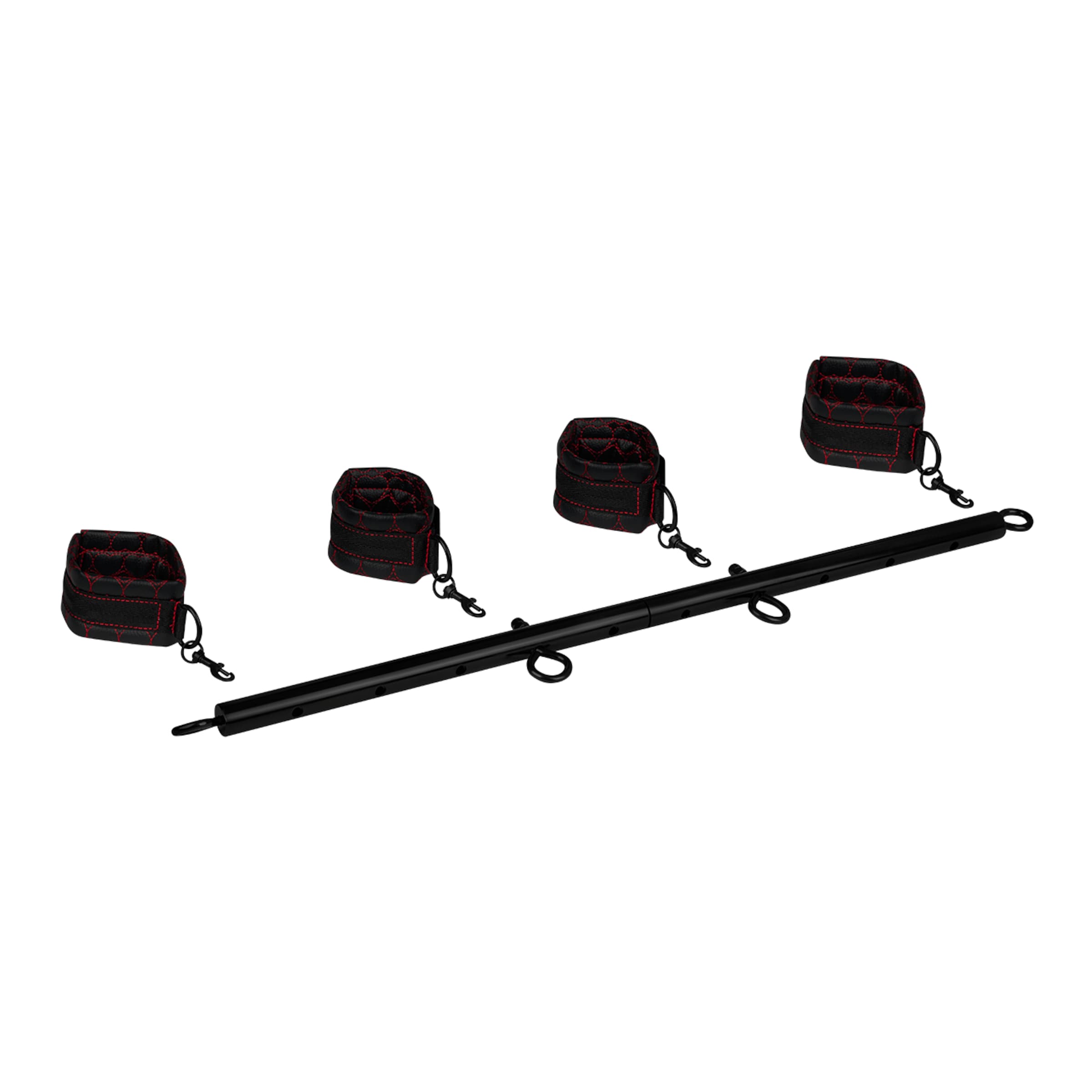 spreidstang-met-4-manchetten-van-kunstleer-Rood-Zwart-2