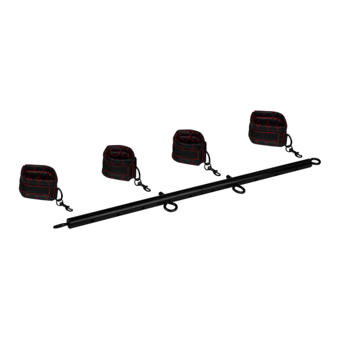 spreidstang-met-4-manchetten-van-kunstleer-Rood-Zwart-2