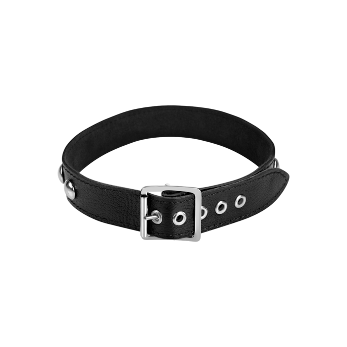 collier-en-cuir-avec-rivets-ronds-Argent-Noir-2