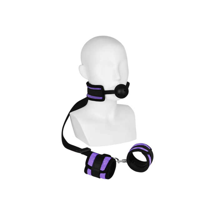 mouthgag-with-cuffs-2-delen-Lila-Schwarz-1
